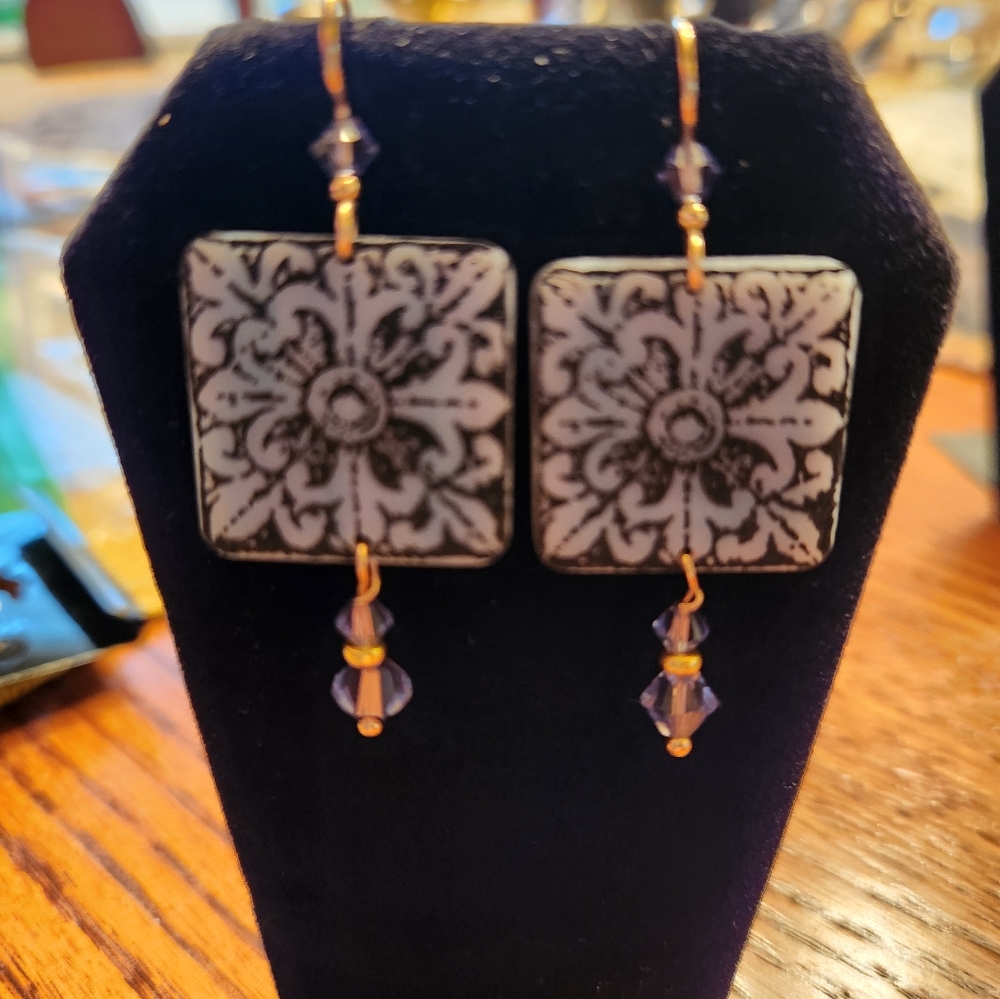 Pretty blue pattern earrings